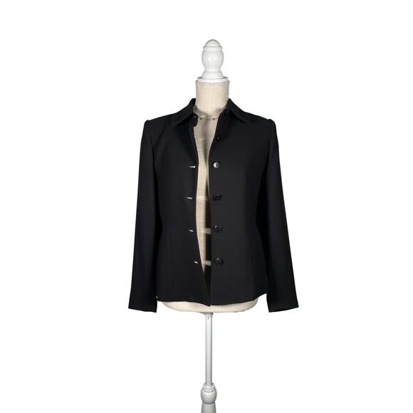 Casual Corner Jacket Womens 4 Black Single Breasted Pockets Vintage Office Party - Picture 1 of 8